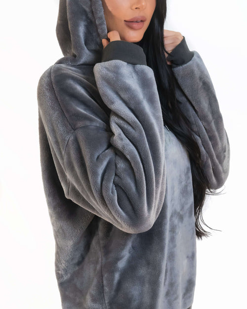 Grey Oversized Teddy Bear Hoodie Malo the Label