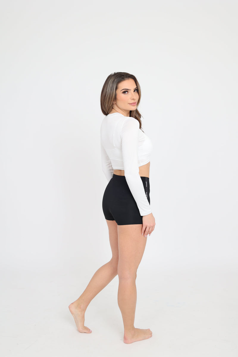 Long Sleeve Crop Top - White Malo the Label